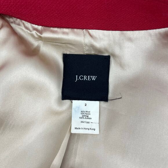 J.‎ Crew Women's 2 Red Wool Double Breasted Lady Day Pea Winter Mid Length Coat - Picture 8 of 9